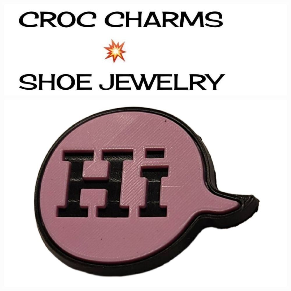 6/$20 Rubber Shoe Charm * HI Pink Cartoon Word Bubble * Clog Croc Jewelry